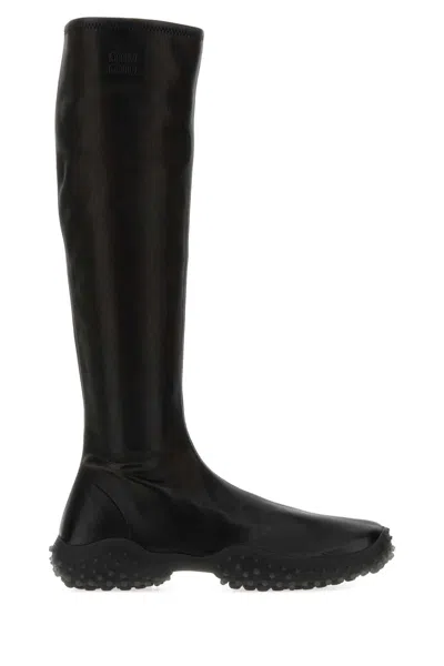 Miu Miu Miu-style Nappa Leather Ankle Boots With Rubber Sole In Black