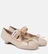 Miu Miu Logo-patch Ballet Flats In Beige
