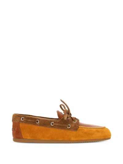 Miu Miu Multicolor Leather And Suede Loafers In Orange