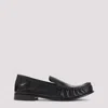 Miu Miu Gathered Detail Black Buffalo Leather Loafers In Black