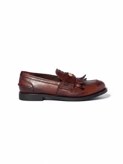 Miu Miu Mocassini Vit.antic In Brown