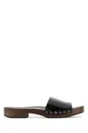 Miu Miu Open-toe Black Patent Sandals With Decorative Studs In Black