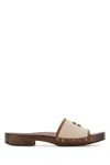 Miu Miu Brown Logo Sandals In Neutral