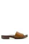 Miu Miu Flat Sole Studded Open Toe Clogs In Brown