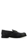 Miu Miu Round Toe Leather Loafers With Rubber Sole In Black