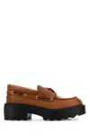Miu Miu Leather Loafers In Brown