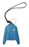 Miu Miu Leather Keyring With Button And Strap Handle In Black