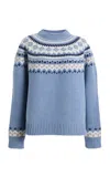 Miu Miu Wool Oversized Sweater Crew Neck Pattern In Blue