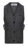 Miu Miu Knitwear Top Sleeveless Ribbed Hem Pockets In Gray