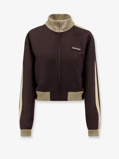 Miu Miu Mohair And Virgin Wool Jacket In Brown