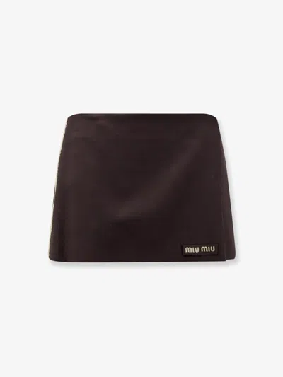 Miu Miu Mohair And Virgin Wool Mini Skirt In Brown