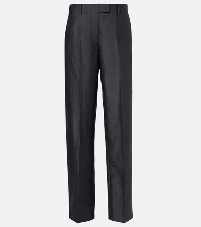 Miu Miu Mohair And Wool Wide-leg Pants In Gray