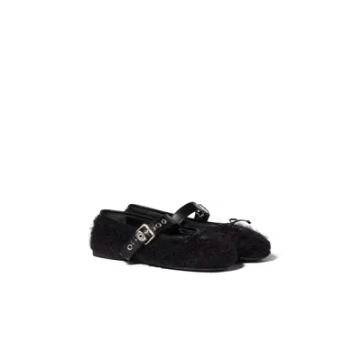 Miu Miu Mohair Ballerinas In Black