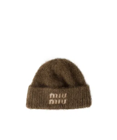 Miu Miu Mohair Beanie In Green