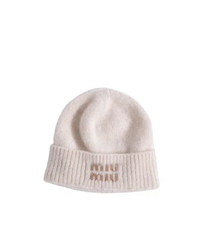 Miu Miu Mohair Beanie In Neutral