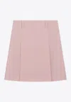 Miu Miu Solid High-waisted Wrap Mini Skirt In Pink