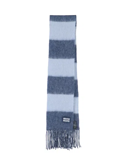 Miu Miu Mohair Blend Scarf In Blue