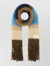 Miu Miu Mohair Blend Scarf Embroidered Fringe Accents