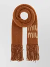 Miu Miu Mohair Blend Scarf Fringed Ends In Orange