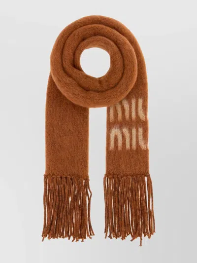 MIU MIU MOHAIR BLEND SCARF FRINGED ENDS