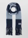 Miu Miu Women Embroidered Mohair Blend Scarf In Blue