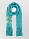 MIU MIU MOHAIR BLEND SCARF WITH FRINGE DETAILING AND KNIT TEXTURE