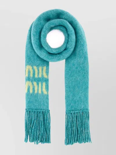Miu Miu Mohair Blend Scarf With Fringe Detailing And Knit Texture
