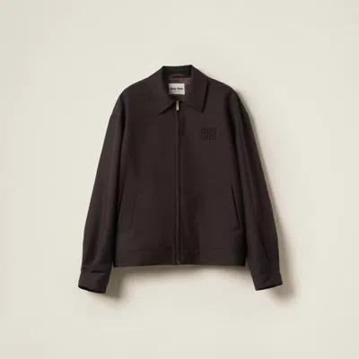 Miu Miu Mohair Blouson Jacket In Ebony