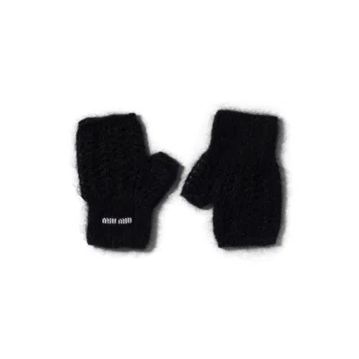 Miu Miu Mohair Fingerless Gloves In Black