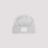 Miu Miu Soft Textured Ribbed Cuff Hats Collection In White