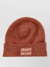 Miu Miu Mohair Hat Ribbed Cuff In Brown