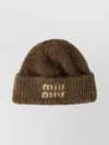 Miu Miu Mohair Hat With Folded Brim And Soft Texture In Brown