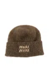 Miu Miu Mohair Hat With Logo In Brown