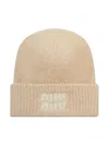 Miu Miu Womens Naturale Logo-print Mohair-wool Beanie Hat In Brown