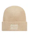 Miu Miu Mohair Wool Logo Hat In Neutral