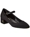Miu Miu Canvas Leather-lined Mary Jane Pumps In Black