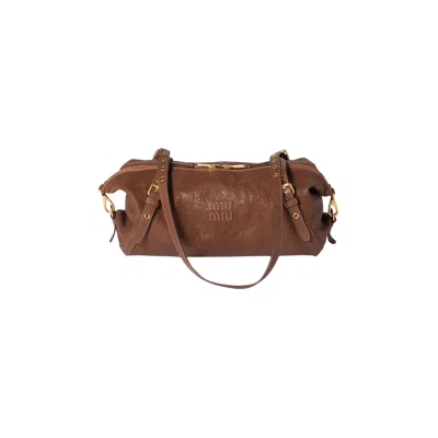 Pre-owned Miu Miu Monk Strap Shoulder Bag 'sienna' | Brown | Women's Size Onesize