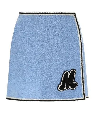 Miu Miu Monogram Bouclé Miniskirt In Blue