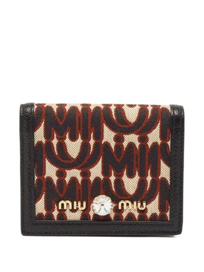 Pre-owned Miu Miu Monogram-canvas Bi-fold Wallet
