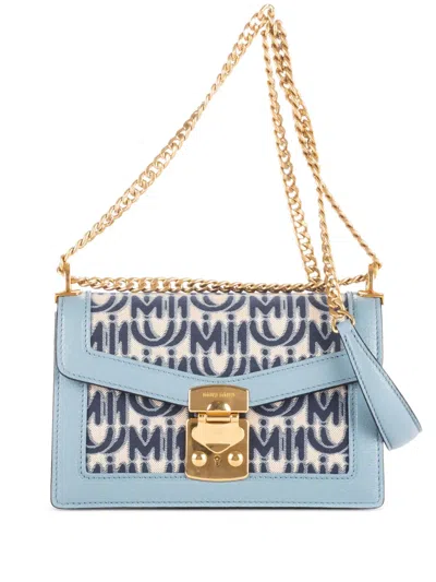 Pre-owned Miu Miu Monogram Flap Bag In Blue