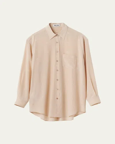 Miu Miu Monogram Print Button-front Shirt In Albino