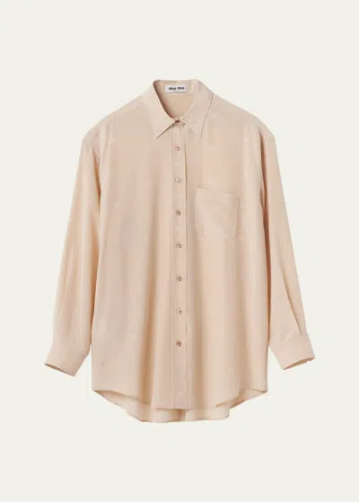 Miu Miu Monogram Print Button-front Shirt In Neutral