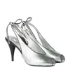 Miu Miu Metallic Leather Peep Toe Sandals