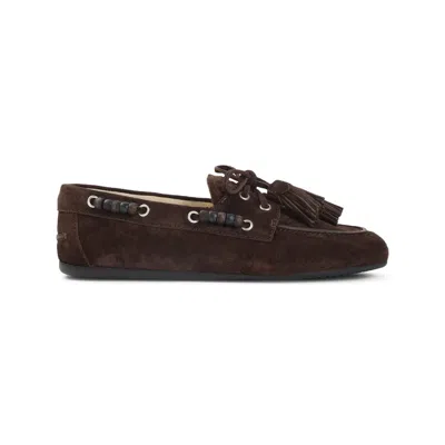 Miu Miu Moro Suede Leather Loafer In White