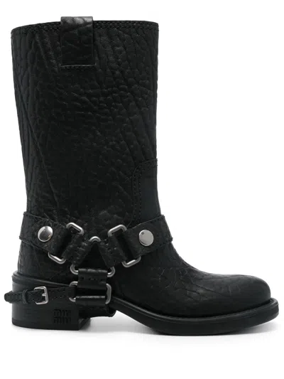 Miu Miu Moto Stiefel In Schwarz