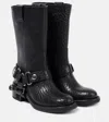 Miu Miu Leather Biker Boots In Black