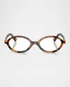 Miu Miu Mu 01xv Oval Acetate And Plastic Optical Glasses In Light Havana