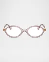 Miu Miu Mu 01xv Oval Acetate And Plastic Optical Glasses In Purple
