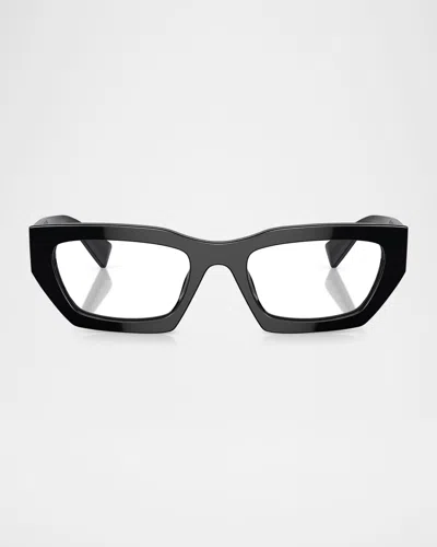 Miu Miu Mu 03xv Acetate Rectangular Optical Glasses In Black