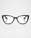 Miu Miu Womens Black Mu04sv Havana-frame Acetate Optical Glasses In Top Black